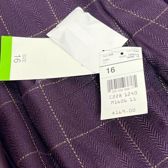 Worthington NWT purple window check double breasted blazer size 16 - Picture 11 of 14